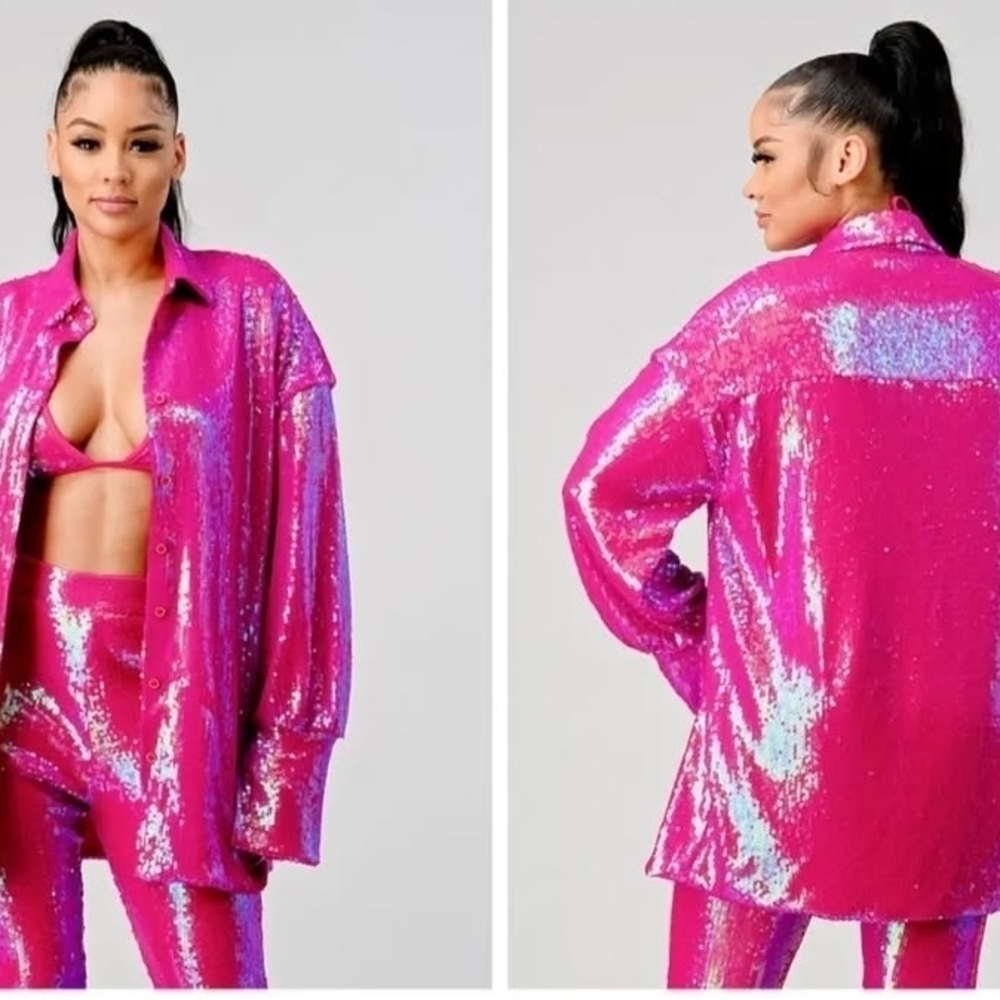 Vibrant Pink Sequin Set